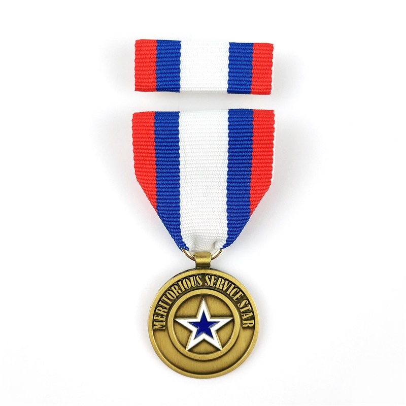 カスタム3Dゴールドメッキアンティークブロンズキャンペーンメダルメダルが短いリボンを備えたメダル